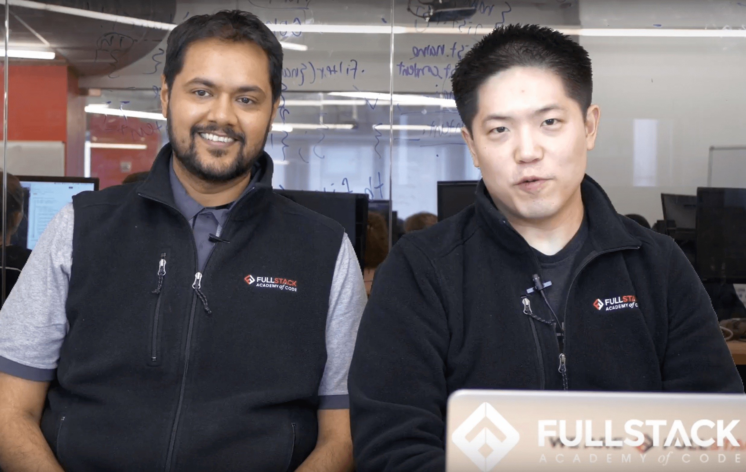 David and Nimit, Fulllstack Academy founders, teaching Bootcamp Prep Online